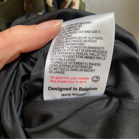 K design belted abstract printed long sleeve midi shift dress Sz XL - Picture 10 of 14